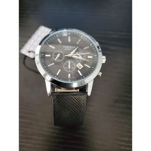🔥 NEW IN‎ BOX 42mm Chronos Men's Watch Leather Strap Calendar Business Watch